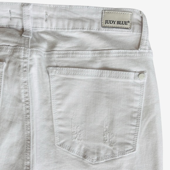 Judy Blue White Skinny Fit Jeans S Sz 7 / 28 Lace Patches Stretch Distressed - Picture 10 of 16